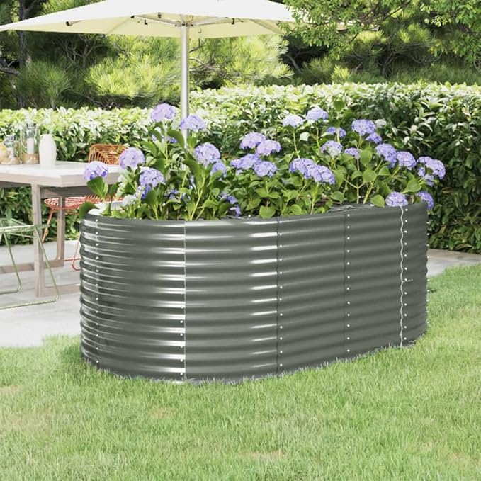 Garden Raised BedPrivacy BarriersPrivacy FencesDecorative Patio PlantersFreestanding PlantersGardening Accessoriesfor BalconyPatioCourtyardPowder-Coated Steel 68.9x39.4x26.8 Gray