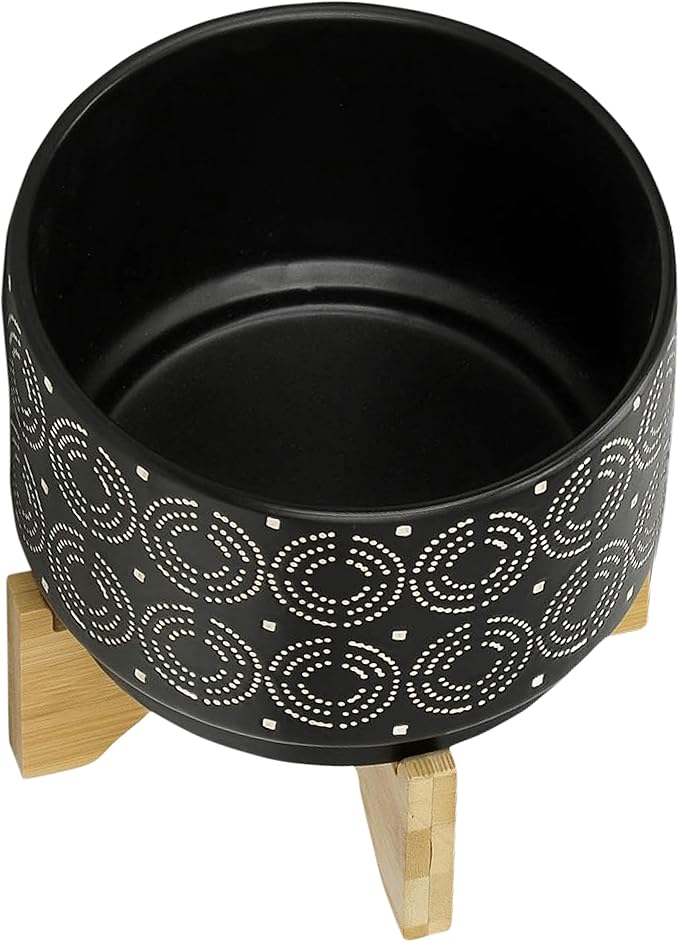 7 Swirl Planter ON Stand Black