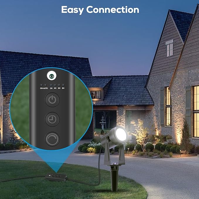 SUNTHIN Outdoor Landscape Lighting 8 Pack with Dusk to Dawn Sensor for Timer and Dimming