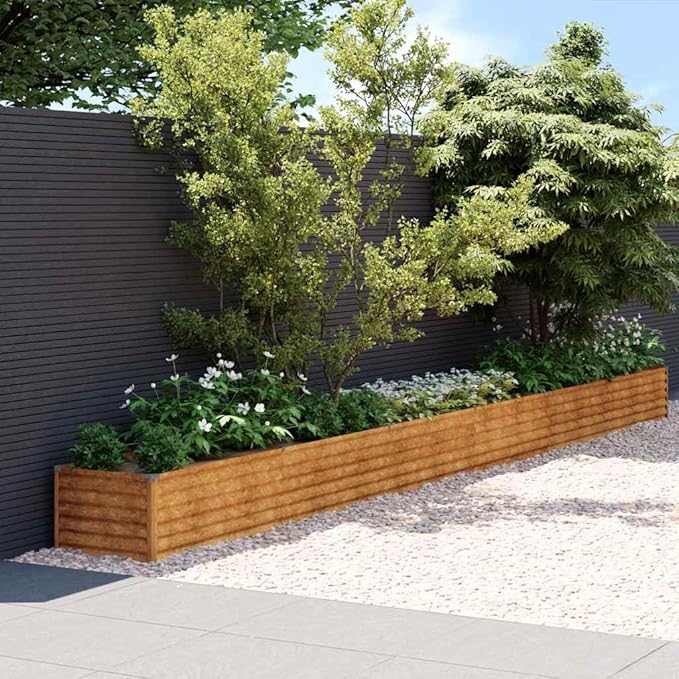 Garden Raised Bed 228.3 Corten Steel Rectangular Planter Box for Outdoor Plants Rustic Finish Durable Metal for Gardening Patio Yard