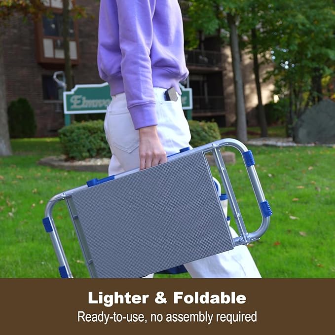 Aimerla K5 Foldable Kneeler Seat - Heavy Duty (Detachable Cloud Kneeler Pad) - Garden Stool - 2 Large Tool Bags - Portable Bench for Indoor &amp Outdoor