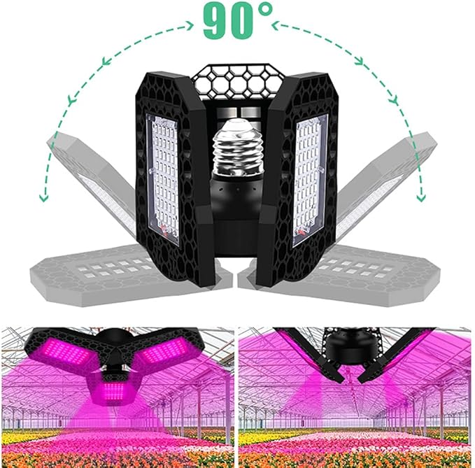 Foldable LED Grow Light Adjustable Phyto Lamp E27 Base Deformation Plant Lamp for Indoor Greenhouse Seedling Flower144leds