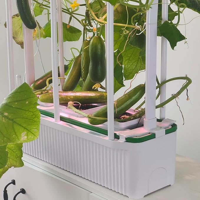 Large Hydroponics Growing System kit with TrellisSmart Indoor Hydroponic Gardening System with LED Grow Light Indoor Hydroponic Grow Kit for TomatoPepperCucumbers(7LPump)
