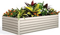 Garvee 8x4x2ft Galvanized Raised Garden Bed OutdoorRust-Resistant Raised Garden Beds for Gardening Easy Assembly Outdoor Garden Box &amp PlantersBeige