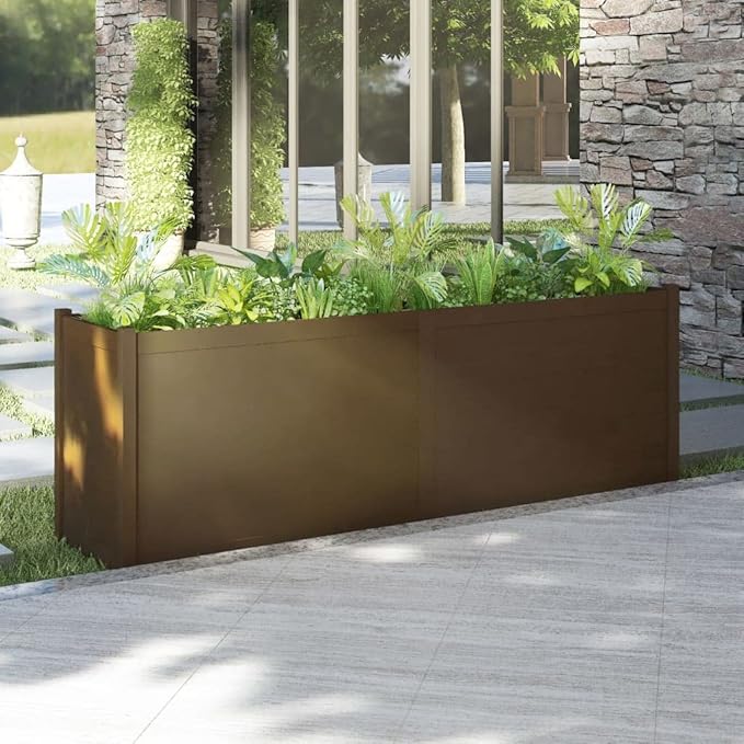 Wooden Garden Planter Box Outdoor Raised Garden Bed Garden Yard Wood Box for Vegetables Flowers Herbs and Succulents Honey Brown 78.7x19.7x27.6 Solid Wood Pine