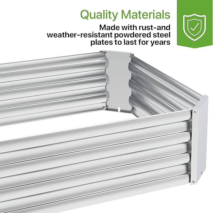 FRIZIONE Galvanized Raised Garden Bed OutdoorAbove Ground Garden Bed for VegetableMetal Raised Beds for FlowerSteel Raised Beds for Gardening