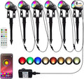 Smart Landscape Lighting COB Low Voltage Landscape Lights RGB Warm White LED Bluetooth Spotlights APP Control 12V 18W Outdoor Yard Spot Lights with Spike Stand Waterproof Garden Light Music Sync