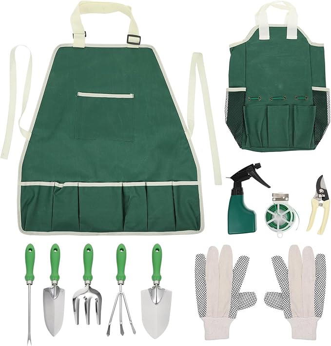 11pcs Garden Tool Set with Stainless Steel Weeding Shovel Rake and Hand Trowel for Outdoor Planting and Succulent Care