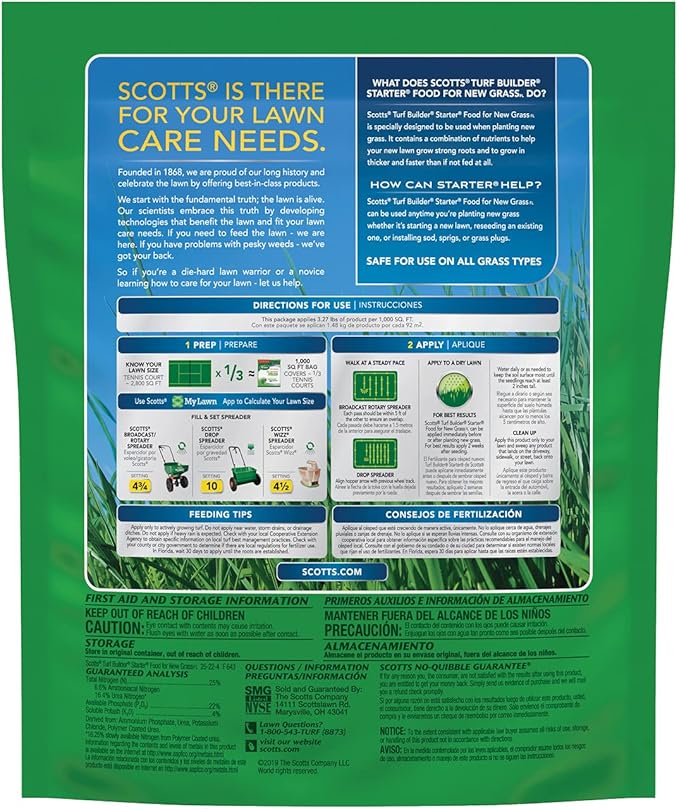 Scotts Turf Builder Starter Fertilizer for New GrassFL Use When Planting Seed in Florida 1000 sq. ft. 3.27 lbs.