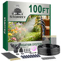 Drip Irrigation System 2026-Upgrade 100Ft 1/4 Garden Watering System with 24 Pcs 360° Adjustable Copper Nozzles DIY Kit for Garden Lawn Greenhouse Raised Beds &amp Outdoor Plants