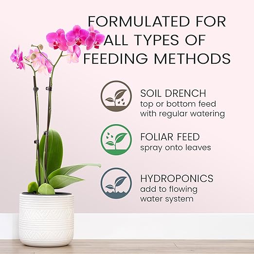 Purived 16oz Orchid Liquid Fertilizer - Makes 50 Gallons Boosts Blooms &amp Root Strength Ideal for Phalaenopsis Dendrobium &amp More Supports Vibrant Long-Lasting Flowers Made in USA