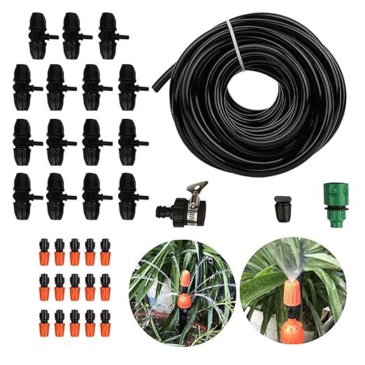 15m/49.2ft 8/11 Hose izing Nozzle Ector Kit Irtion System Automatic Spraying Drip Irtion Kit with Quick ectors for Garden Plant