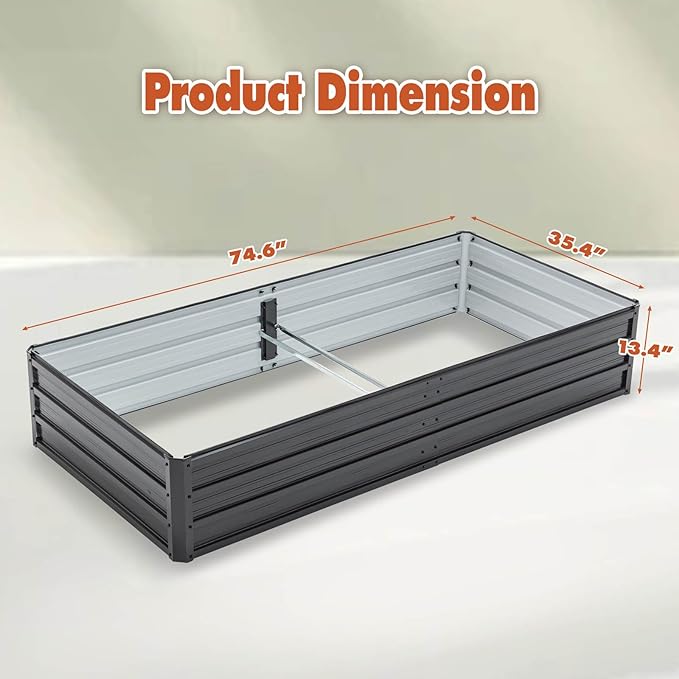 Anwick 6x3x1 FT Galvanized Raised Garden Bed Kits - Garden Planters for Outside Rectangular Metal Planters Box Deep Root Planters for Outdoor Plants Vegetables Flowers (6x3x1FT)