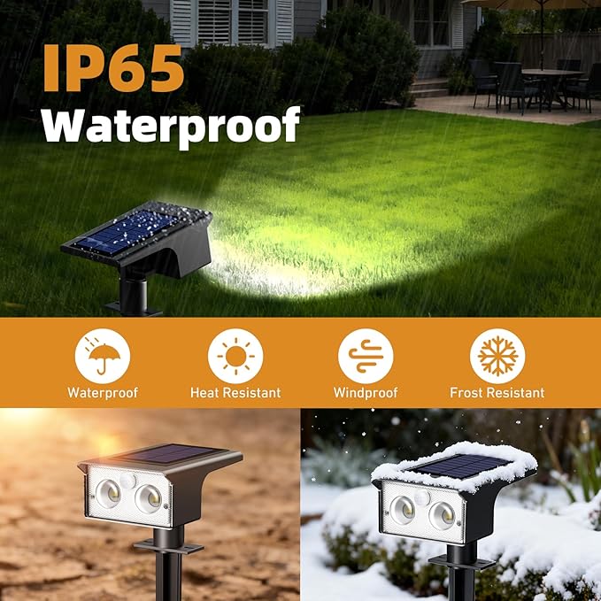 btfarm Solar Spot Lights Outdoor Waterproof 8 Pack/3 Modes Motion Sensor Lights Solar Powered Spotlights 2-in-1 Auto On/Off for Outside Pathway Yard Garden Landscape Lighting Cool White
