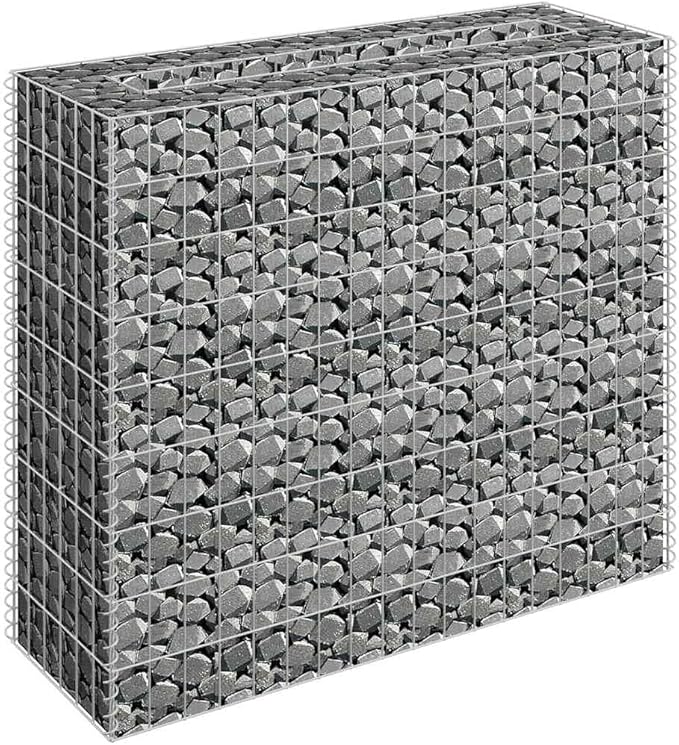 Galvanized Steel Gabion Raised Bed Gabion Planter Steel Fencing Wire Patio Flower Plant Bed Basket Stone Ideal for Garden and Patio 35.4x11.8x35.4-908