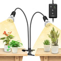 SANSI LED Grow Lights for Indoor Plants Lifetime Free Bulb Replacement 300W Full Spectrum Dual Gooseneck Clip Plant Grow Light Plant Light with Timer 4/8/12 Hrs High PPFD Growing Power Grow Lamp
