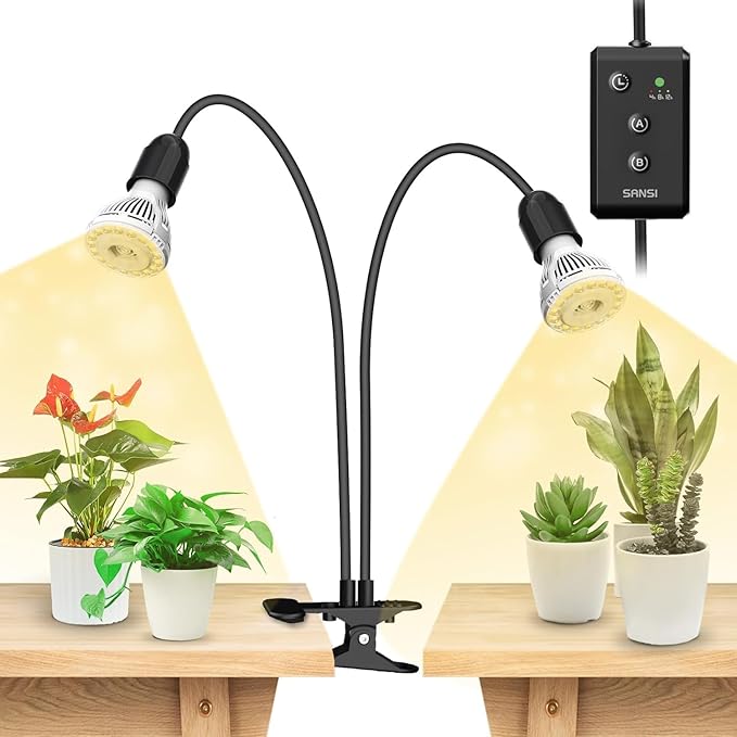 SANSI LED Grow Lights for Indoor Plants Lifetime Free Bulb Replacement 300W Full Spectrum+20W(5W*4) Puck Grow Lights for Indoor Plants