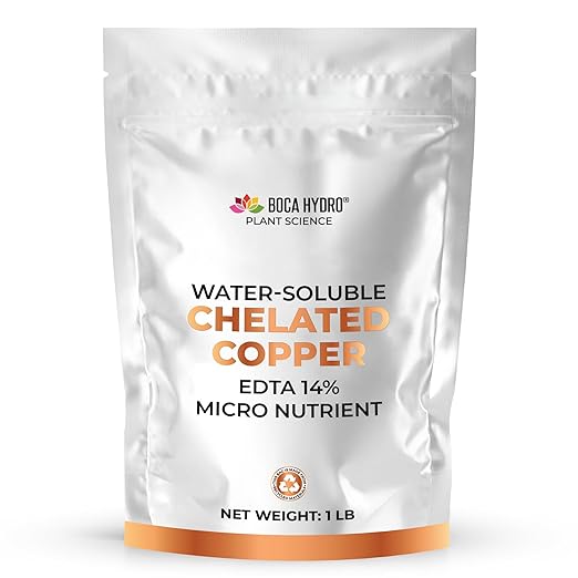 Chelated Copper 14 Percent EDTA Micronutrient Supplement for Plants Soil Hydroponics and Fertigation Supports Enzyme Function Chlorophyll Production and Healthy Growth (1 Lb)