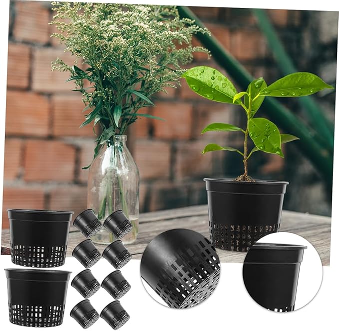 GANAZONO Professional 12 Pack Hydroponic Net Pots Plastic Mesh Grow Baskets for Air Plants for Hydroponic Systems Easy Handling