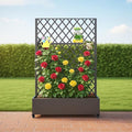 GarveeLife Metal Privacy Screen with Wheels – Galvanized Steel Garden Trellis &amp Planter Box for Climbing Plants/Vines– Galvanized Raised Garden Bed for Patio Yard Balcony