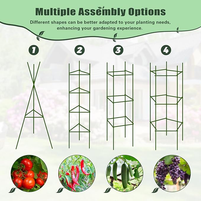 DoCred 3 Pack 2x2x1Ft Round Galvanized Raised Garden Bed Metal Garden Bed Outdoor with Tomato Cages for Gardening Above Ground Planter Box for Plants Vegetables Herbs Flowers Green