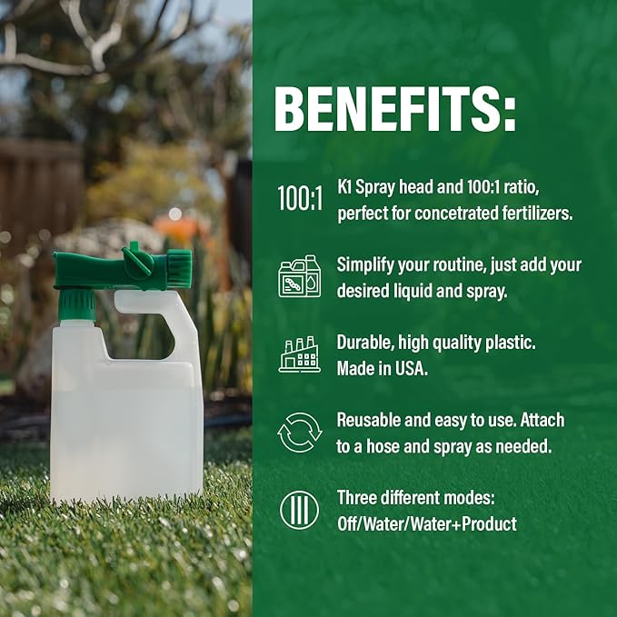 Humboldts Secret A &amp B Liquid Hydroponics Fertilizer - Nutrients for Outdoor Indoor Plants (32oz Set) w/ 2-Pack 100:1 Garden Hose End Sprayer | Multipurpose Reusable Bottles (32oz)