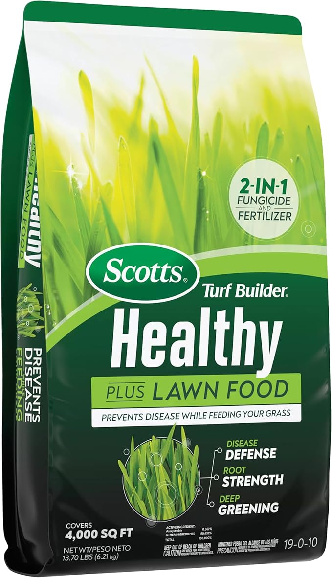 Scotts Turf Builder Healthy Plus Lawn Food 2-in-1 Fungicide and Fertilizer Helps Grass Withstand Summer Stress 4000 sq. ft. 13.70 lbs.