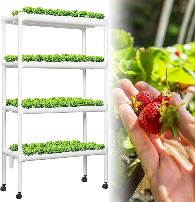 Hydroponic Growing Kits 4 Layers 108 Plant Sites Hydroponic Growing System Home Indoor Planting Kit with Water Pump Pump Timer &amp Pulley Foot Hydroponic Grow Kit for Men Women-//