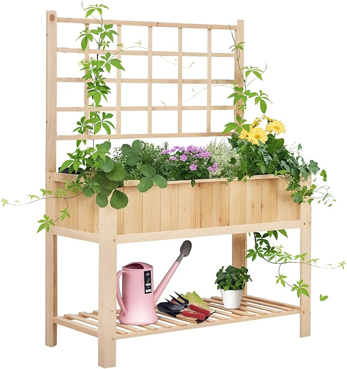Rustic Countryside Elevated Garden Bed Wooden Planter Box Stand with Rot-Resistant Cedar Construction for Effortless Gardening