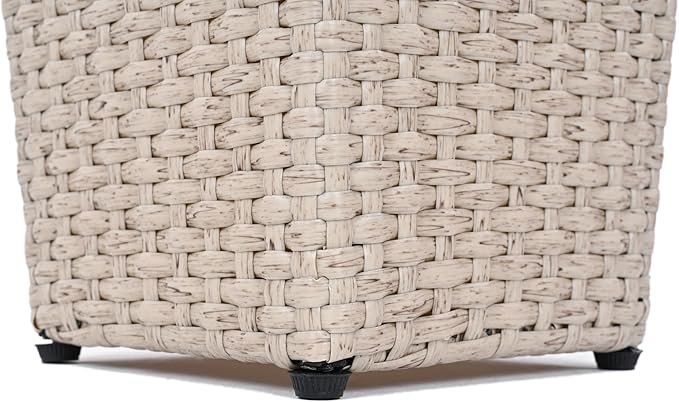 Outdoor PE Wicker Flower Pots 2 Pcs Set Beige