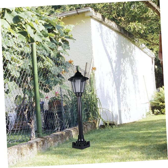 Solar Hexagonal Garden Light Decorative Lamp Practical Courtyard Illumination Medium Black Design with White Light Easy Installation for Landscape Use