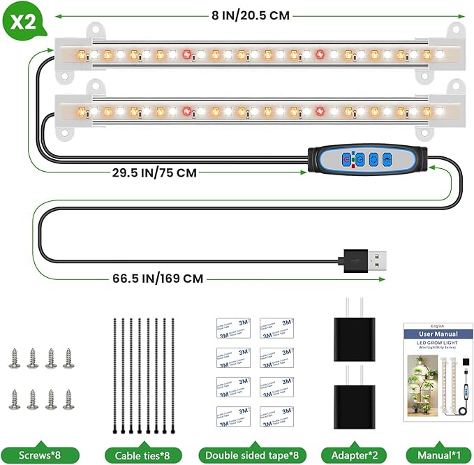 Wiaxulay 3.5in Plant Light &amp 8in Grow Light Strip