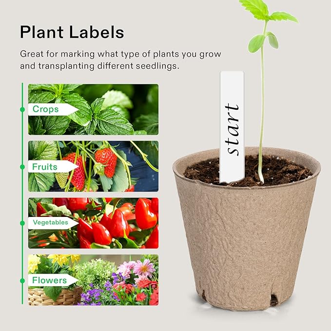 VIVOSUN Peat Pots 240 Packs 3.15-Inch Seed Starting Pots with Drainage Holes Round Nursery Pot 20 Plant Labels for Flowers Plants Vegetables 120Pcs