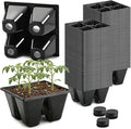 80 Pack Reusable 4-Cell Seed Starter Tray for Seedlings Easy Watering Seed Starting Trays with Drainage Holes for Seed Germination and Plant Start Fits Standard 1020 Trays Black