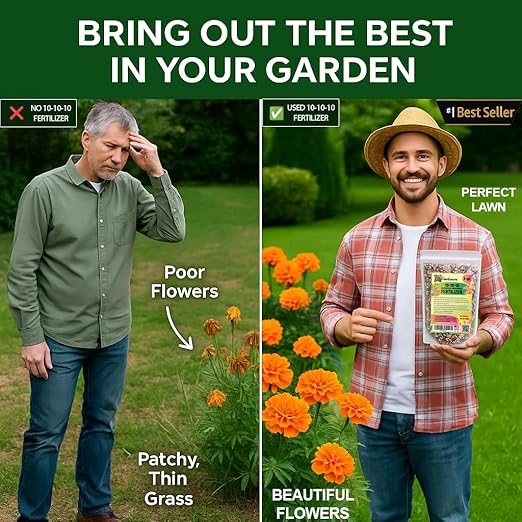 𝐁𝐄𝐒𝐓𝐒𝐄𝐋𝐋𝐄𝐑 10-10-10 Plant Fertilizer Slow Release | 10 10 10 All Purpose Fertilizer for Fruit Trees Evergreens Vegetables Arborvitae Fig Trees Shrubs Pines Oaks Flowers [4 Quarts]