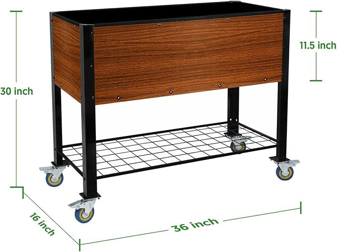 Raised Garden Bed with Legs and Wheels Self-Watering Planter Box 36x16x30 in Elevated Raised Bed with Drainage Hole Built to Withstand Sun Rain and Wind for Up to 2 Years