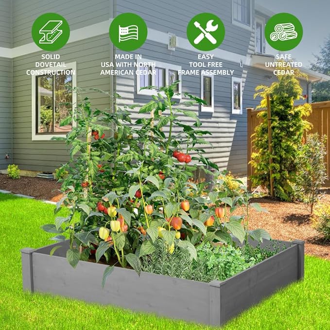 Sturdy Outdoor Raised Garden Bed for Vegetables Flowers and Herbs – Easy Assembly Wooden Planter Box with Solid Construction (48 Raised Garden Bed)