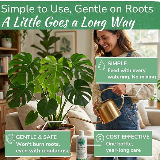 Monstera Plant Food - Premium Nutrient Rich Liquid Fertilizer (5-2-3 NPK) for Monstera Deliciosa &amp Other Tropical Plants | Supports Strong Roots &amp Large Lush Leaves | Safe Gentle Easy-to-Us