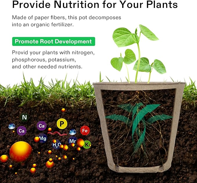 VIVOSUN Peat Pots 240 Packs 3.15-Inch Seed Starting Pots with Drainage Holes Round Nursery Pot 20 Plant Labels for Flowers Plants Vegetables 120Pcs