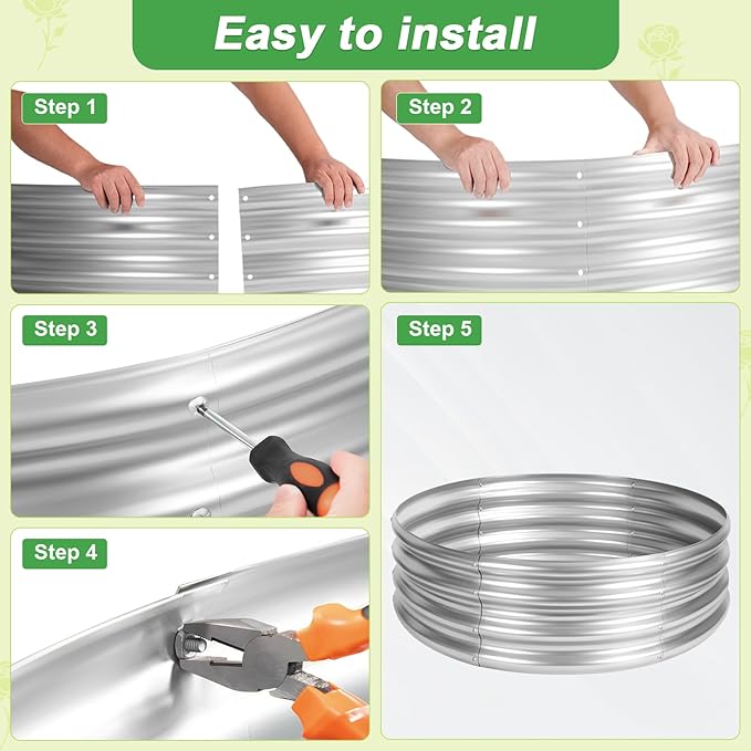 AHEONLAR 3Pack 2x2x1 ft Round Galvanized Raised Garden Bed Kit Round Metal Flower Box Large Planter Raised Beds Outdoor Garden for PlantingFruitHerb-Sliver