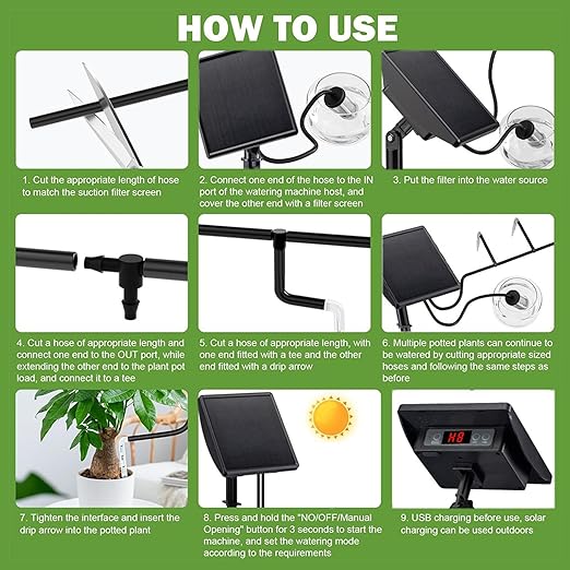 49FT Solar Drip Irrigation System KitAutomatic Garden Watering SystemDiy Plant Watering System25 Timing Mode Supported 15 Pots with Anti-Siphon Set for Pots PlantsBalcony &amp Patio Irrigation Sy
