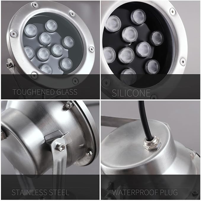 Submersible LED Light - 12V Waterproof Outdoor Spotlight with 360° Adjustable Angle for Pond and Landscape