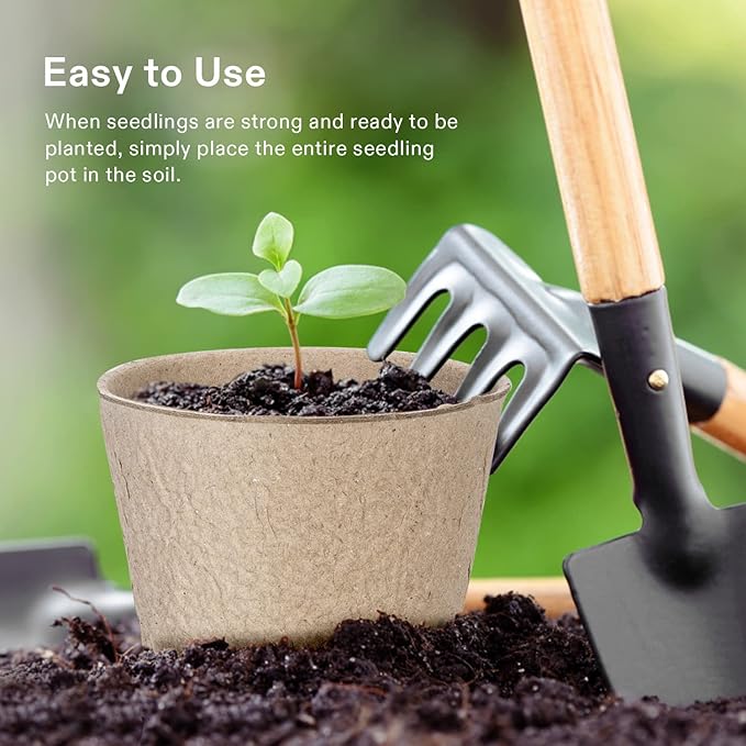 VIVOSUN Peat Pots 120 Packs 3.15-Inch Seed Starting Pots with Drainage Holes Round Nursery Pot 20 Plant Labels for Flowers Plants Vegetables 120Pcs