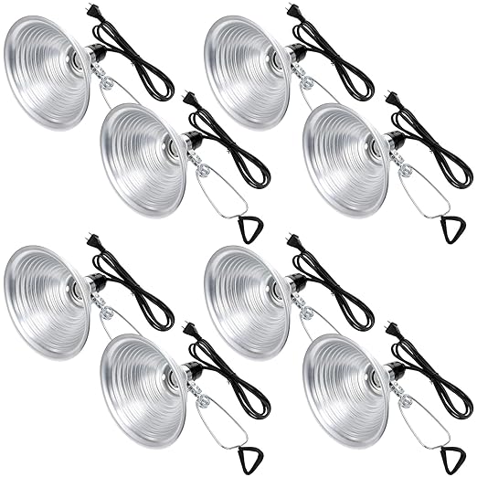 Macarrie 8 Pack Clamp Lamp Light with Aluminum Reflector 6ft SPT-2 18awg Cord and Adjustable Stand Fixture up to 150 Watt E26 Socket No Bulb(8.5 Inch)