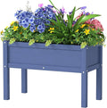 Small HDPE Raised Garden Bed Elevated Planter Box with Legs Outdoor All-Weather Planter Raised Beds for Seeds Herbs Flowers Vegetables (Navy Blue)