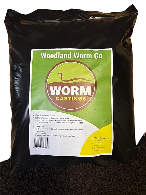 Earth Worm Castings for Plants 20 LB – Soil Amendment and Natural Fertilizer for Gardening Vegetables Lawns and Indoor Plants – Odor-Free All-Natural
