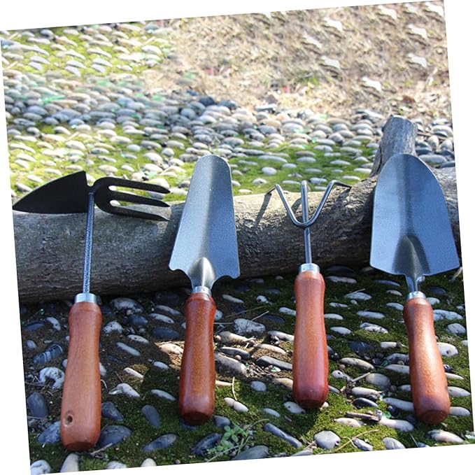 4pcs Garden Tool Set Hand Trowel Small Shovels Hand Rake for Planting Weeding and Digging with Ergonomic Handle Suitable for Patio and Outdoor Gardening