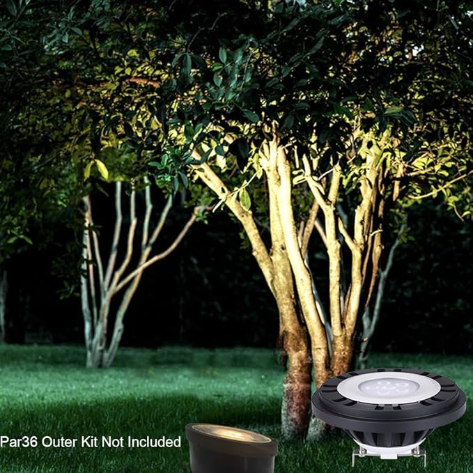 Arrownine PAR36 LED Landscape Bulb9-17V AC/DC Water Resistant Dimmable for Landscape Lighting Outdoor Well Lights Tree Flag Pole Uplight 10Watts Warm White 2700K Black Finish