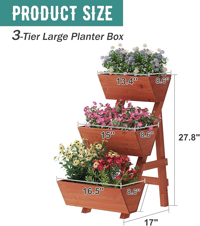 Raised Garden Bed 3 Tier Small Vertical Garden Planter for Indoor &amp Outdoor Raised Planter Box with Legs Garden Planter Box for Flowers/Vegetables/Plants