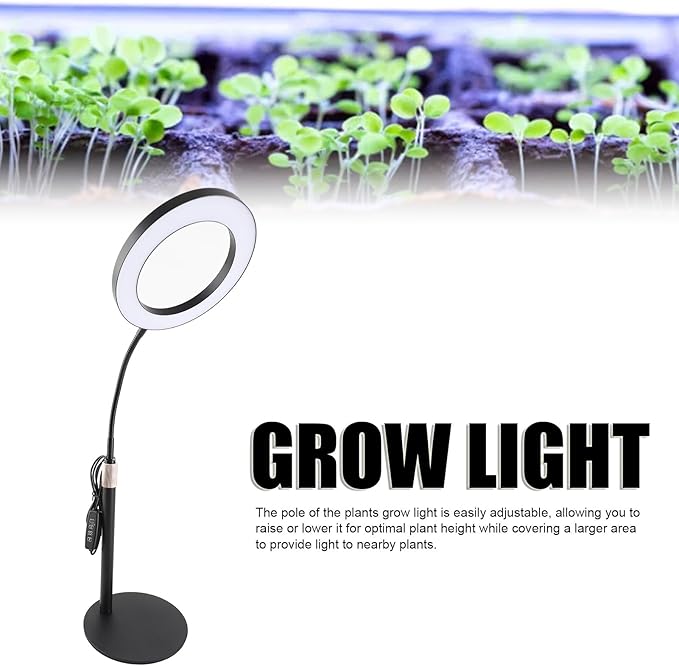 Plant Grow Light 6500K Full Spectrum LED Growing Lamp with Clip 3 Timer 10 Adjustable Brightness Settings Height Adjustable LED Plant Light for Indoor Plants Seed Starting